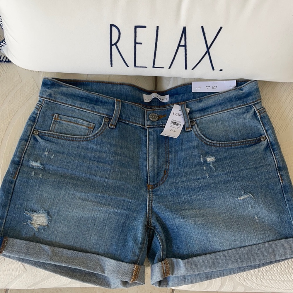 Light blue denim shorts